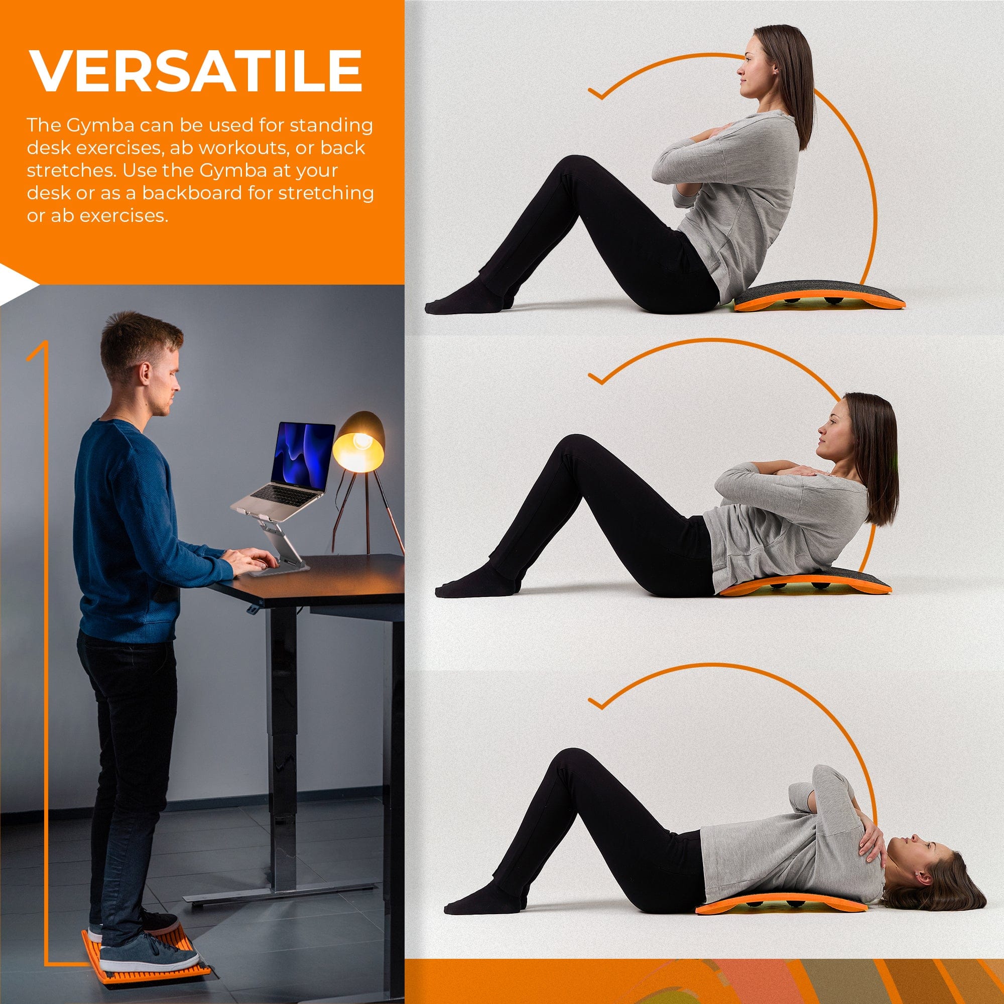 Versatility of Gymba Active Board for standing desk