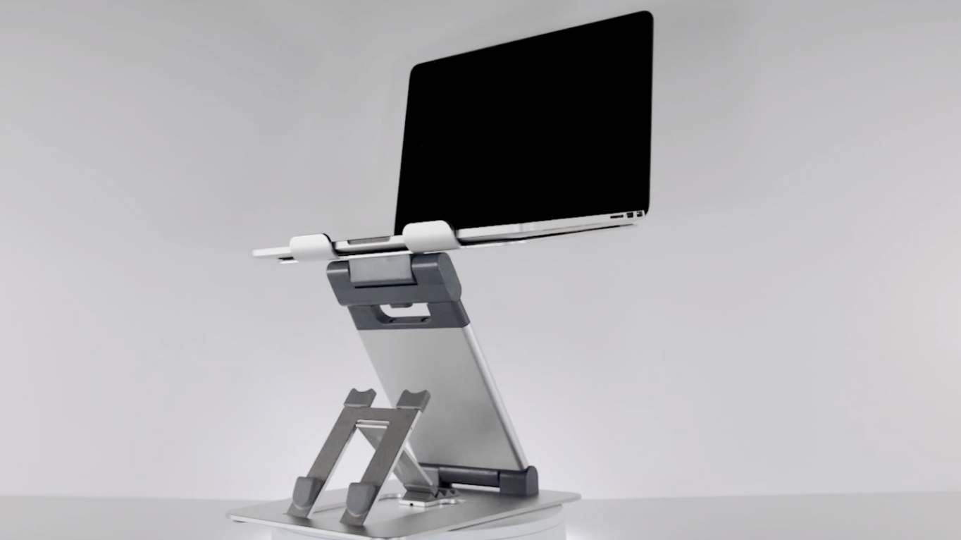 silver laptop stand