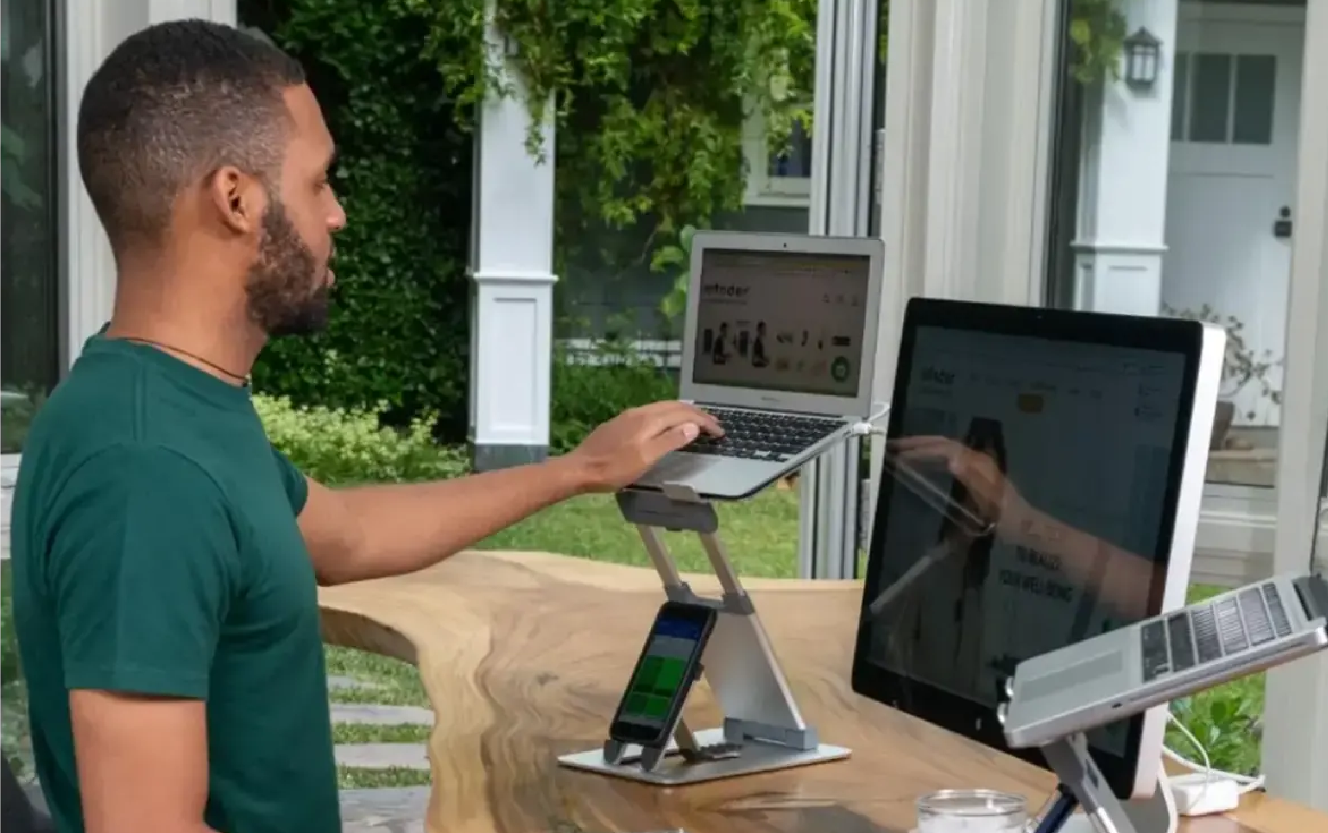 user with Laptop Tower stand
