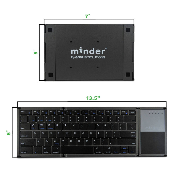 minder Portable Folding Bluetooth Keyboard - obVus Solutions LLC