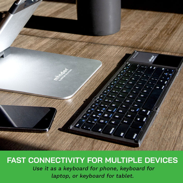 minder Portable Folding Bluetooth Keyboard for multiple devices- obVus Solutions LLC